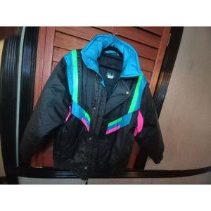 Vintage retro altitude 80s ski puffer jacket coat pink black aqua size 42